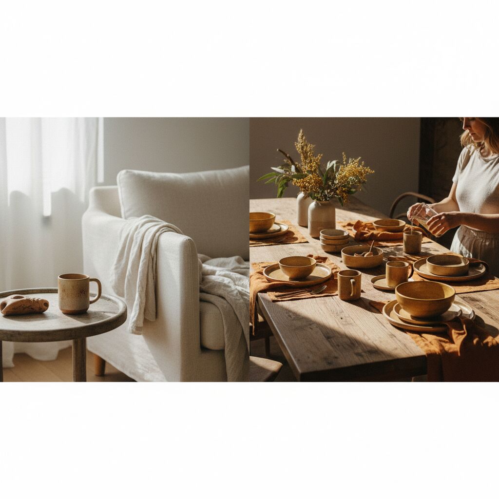 Oakhaven Wares pieces in a home setting